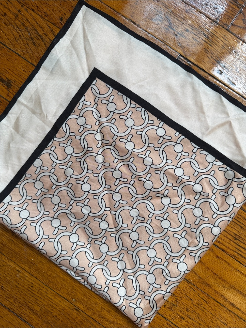 Cafuné Locked C Silk Scarf with Black Trim
